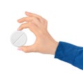 Hand with big pill Royalty Free Stock Photo
