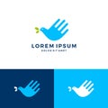 hand bird leaf logo Royalty Free Stock Photo