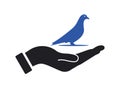 Hand Bird logo design. Dove logo with Hand concept vector. Hand and Bird logo design