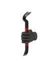 Hand in a black glove holding a crowbar. 3d render. White background. Royalty Free Stock Photo