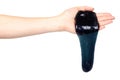 Hand with black slime toy for kids, glitters and goo Royalty Free Stock Photo