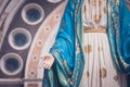 The Blessed Virgin Mary statue standing in front of The Cathedral of the Immaculate Conception at The Roman Catholic Diocese.