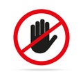 Hand blocking sign stop. Vector illustration. Royalty Free Stock Photo