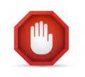 Hand blocking stop sign glossy. Vector illustration. EPS 10 Royalty Free Stock Photo