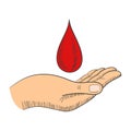 Hand with blood drop symbol Royalty Free Stock Photo