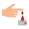 Hand with blood drops donation campaign