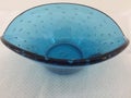 Blue bowl with small bubbles in the glass