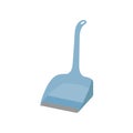 Hand blue dustpan icon. Cleaning service concept. Flat cleaning item, short handle dust pan, cleaning scoop
