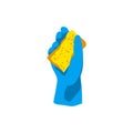 Hand in blue rubber glove with sponge Royalty Free Stock Photo