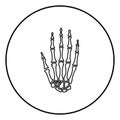 Hand bone icon black color vector illustration simple image