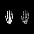 Hand bone icon set white color illustration flat style simple image