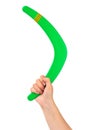 Hand with boomerang Royalty Free Stock Photo