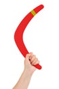 Hand with boomerang Royalty Free Stock Photo