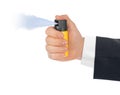 Hand with bottle of pepper spray Royalty Free Stock Photo