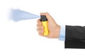 Hand with bottle of pepper spray Royalty Free Stock Photo