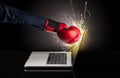 Hand boxing laptops screen