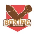 Hand on boxing school sign