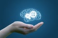 In the hand of the brain with a mechanism of mind control. Royalty Free Stock Photo
