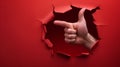 The hand breaking through red.AI generated image Royalty Free Stock Photo