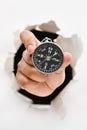 Hand breakthrough wall holding compass