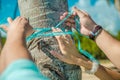 Hands of the bride and groom at Caribbean ceremony Royalty Free Stock Photo