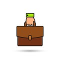 Hand with briefcase color icon, vector  illustration Royalty Free Stock Photo
