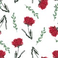 Beautiful hand brushed watercolor ,Hand painting red blooming garden flower Seamless pattern in vector design for fashion,fabric,