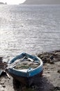 Hand built native fishing boat on shore bequia