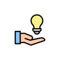 Hand, bulb, idea icon. Simple color with outline vector elements of knowledge icons for ui and ux, website or mobile application Royalty Free Stock Photo