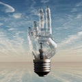 Hand bulb and sky