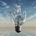 Hand bulb and sky