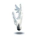 Hand bulb on white