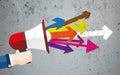 Hand Bullhorn Concrete Arrows Royalty Free Stock Photo