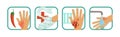 Hand Burn Degree and First Aid Procedure Vector Set