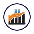 hand, business growth, dollar, graph, business growth care icon