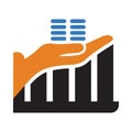 hand, business growth, dollar, graph, business growth care icon