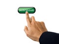 Hand of business man pushing a button on a touch screen interface Royalty Free Stock Photo