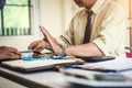 Hand of business man refuse receive money for taking bribe while making contract. bribery and corruption concept Royalty Free Stock Photo