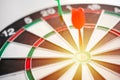 Hand business put a dart hit on the target,Goal target concept Royalty Free Stock Photo
