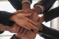 Hand business team overlapping view below Royalty Free Stock Photo