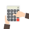 Hand business using calculator vector