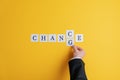 Hand of a businessman changing the word Chance into Change Royalty Free Stock Photo