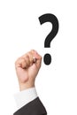 Hand of businessman drawing question mark Royalty Free Stock Photo