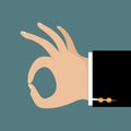 Hand of businessman gesturing okay. Business concept.