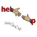 Hand of businessman helping the other vector illustration sketch doodle hand drawn with black lines isolated on white background