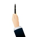 The hand of Businessman that holding a black luxury pen, Vector. Royalty Free Stock Photo