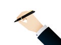 The hand of Businessman that holding a black luxury pen, Vector. Royalty Free Stock Photo