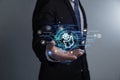 Hand of businessman holding technology smart robot AI Royalty Free Stock Photo