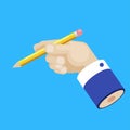 Hand of a businessman with a pencil concept. Develop an idea. Copywriting
