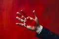 hand of businessman with red paint, generative AI